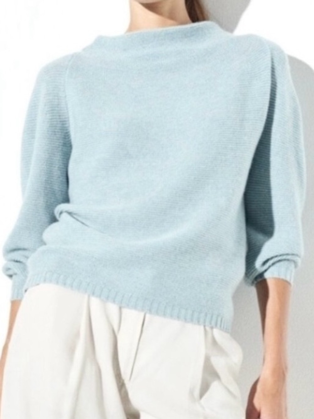 The Reset R Label Wool Cashmere Funnel Neck Sweater Blue XS